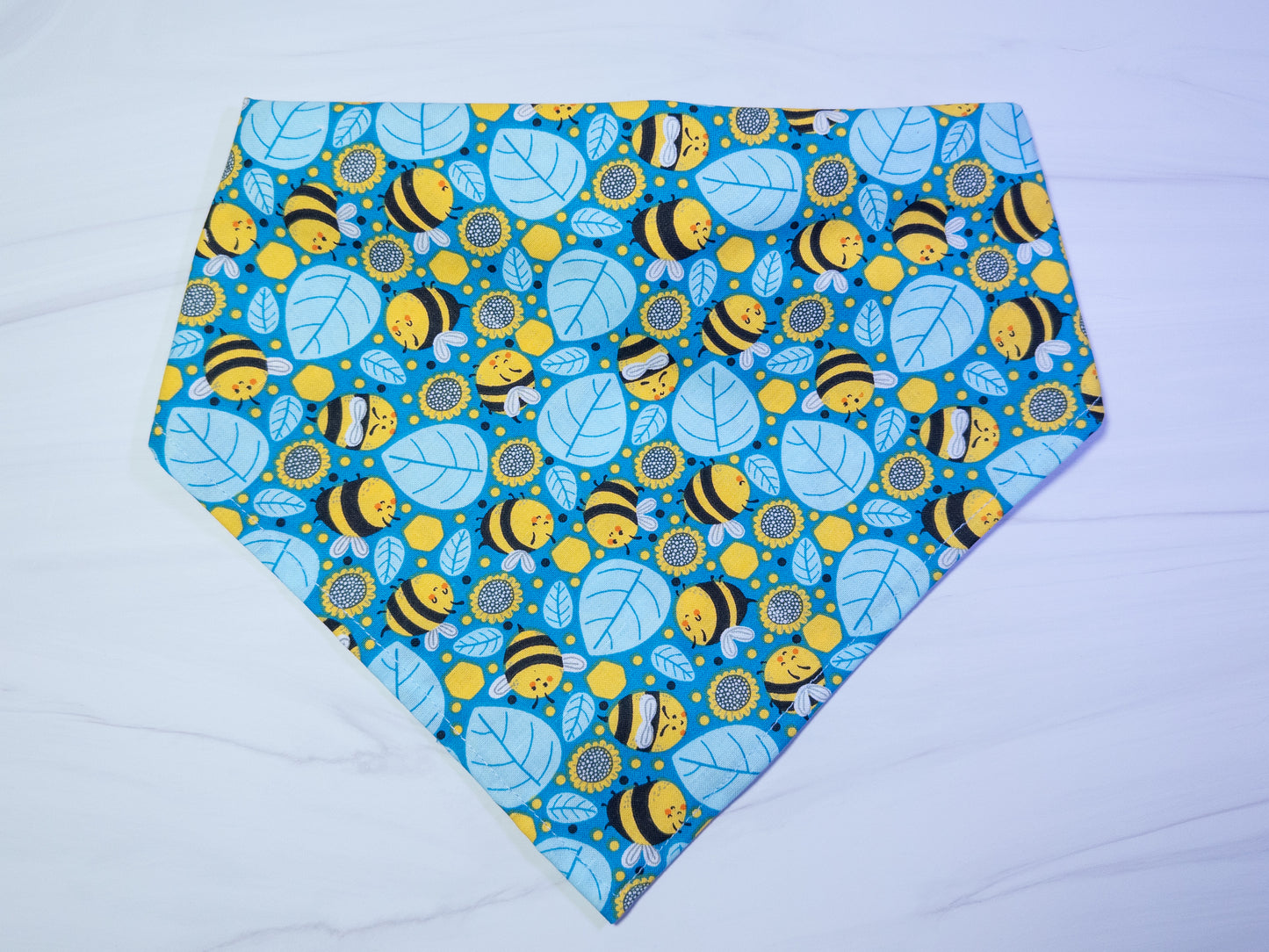 Blue Bumblebees & Leaves Dog Bandana - Ready to Ship