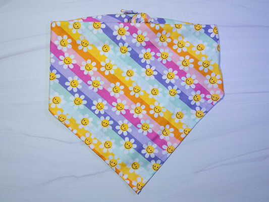 Pastel Rainbow Daisy Dog Bandana - Ready to Ship