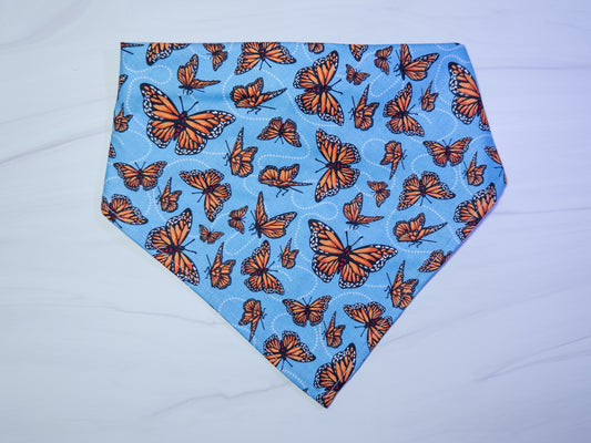 Light Blue Monarch Butterfly Dog Bandana - Ready to Ship