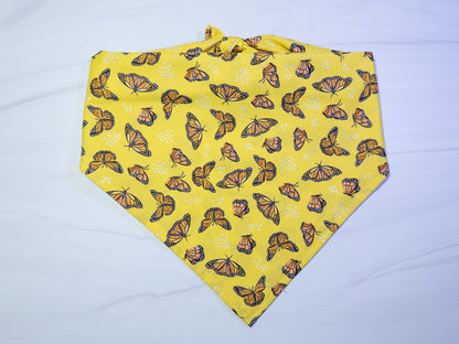 Bright Yellow Monarch Butterfly Dog Bandana - Ready to Ship