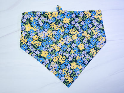 Blue, Purple, and Yellow Floral Dog Bandana - Ready to Ship