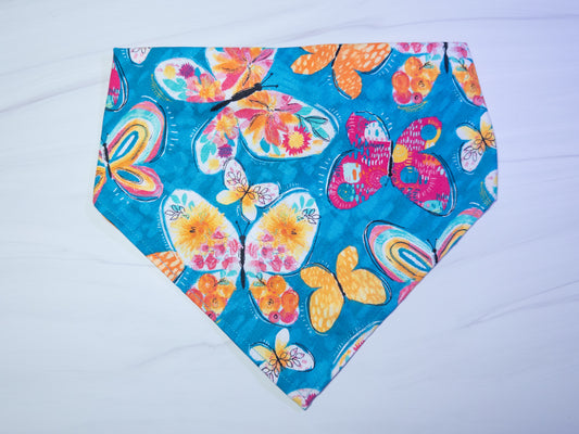 Blue Colorful Butterfly Dog Bandana - Ready to Ship