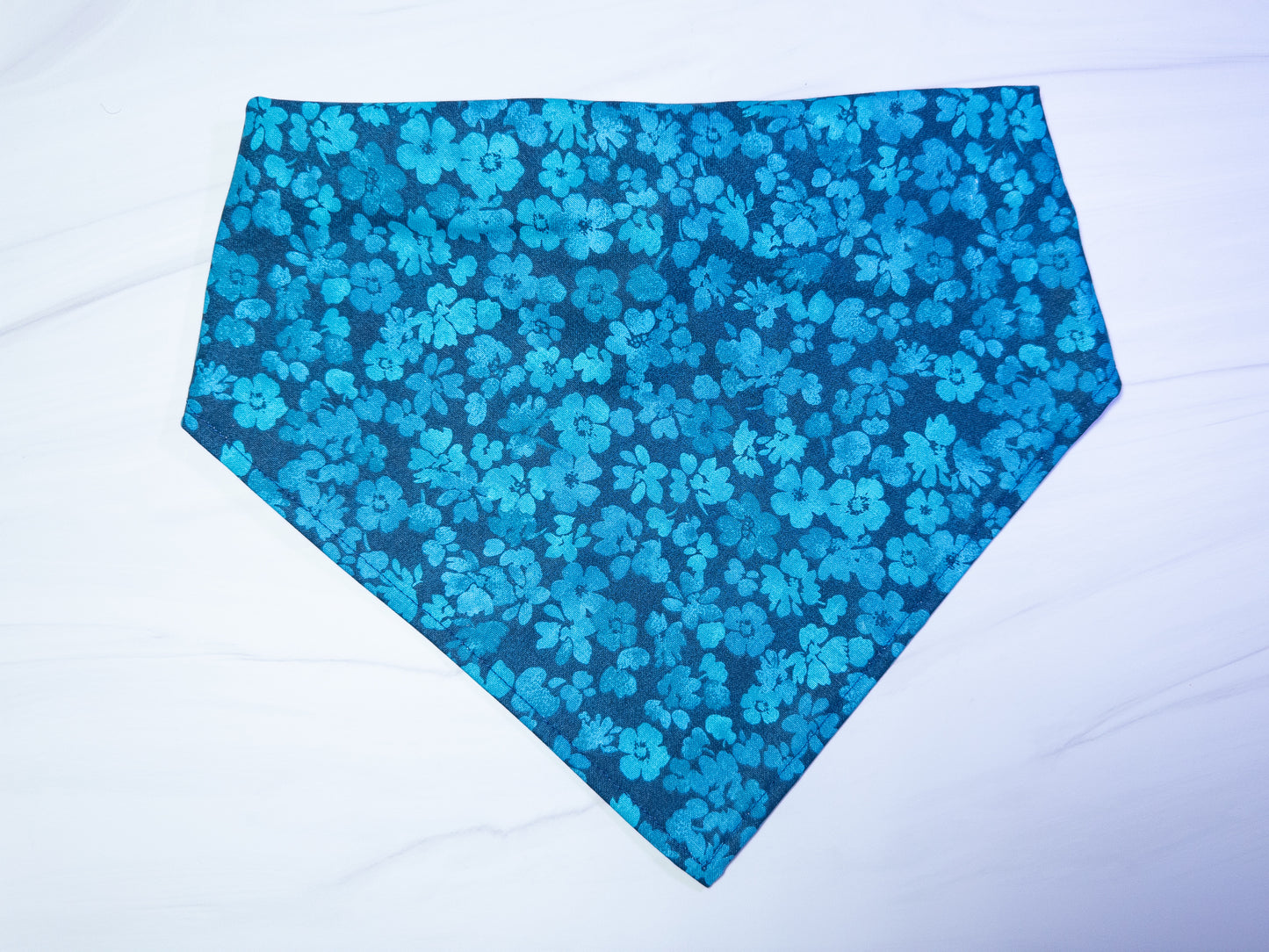 Teal Blue Floral Dog Bandana - Ready to Ship