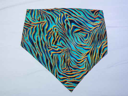Neon Zebra Print Dog Bandana - Ready to Ship