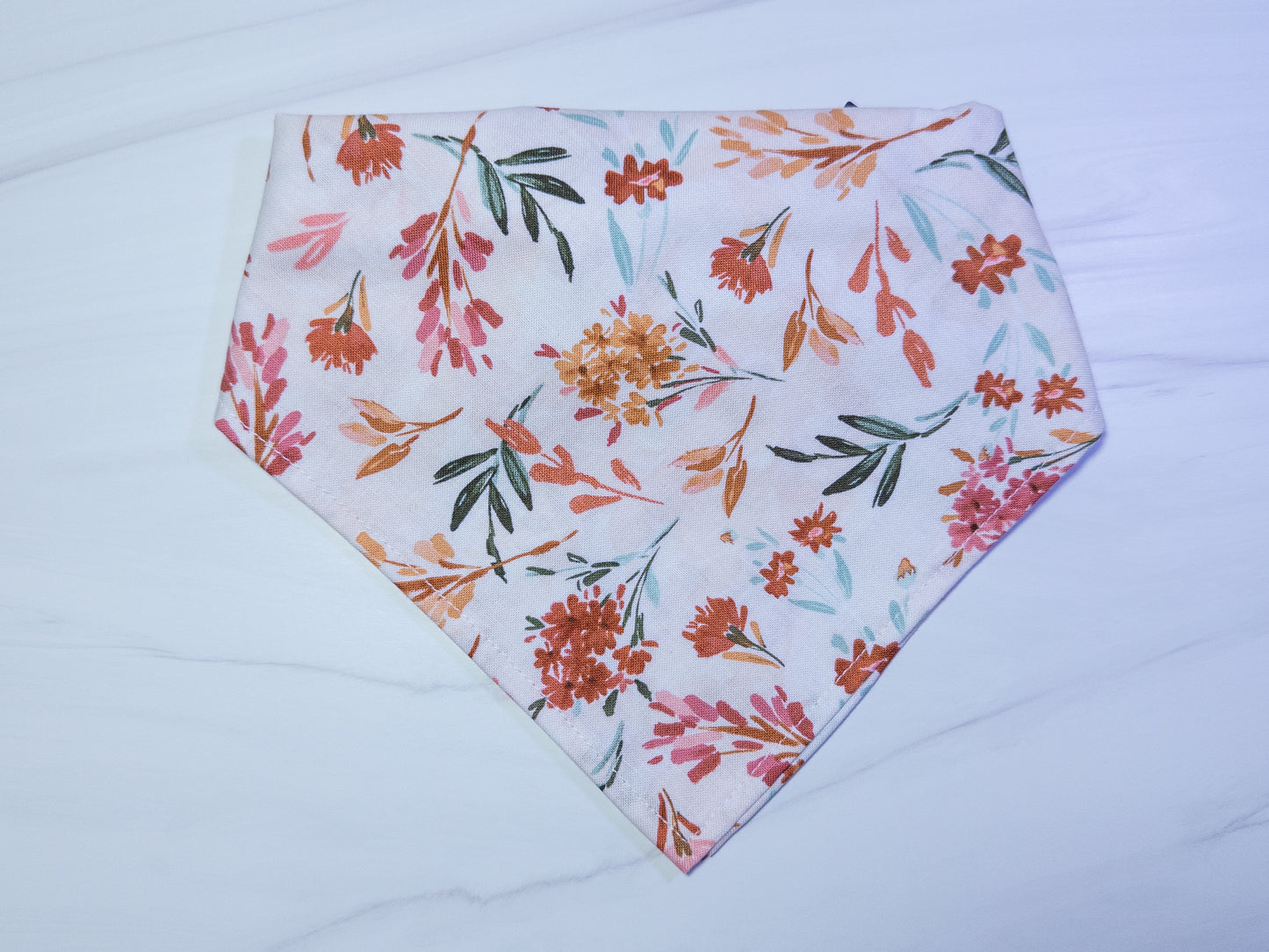 Light Pink Fall Boho Floral Dog Bandana - Ready to Ship