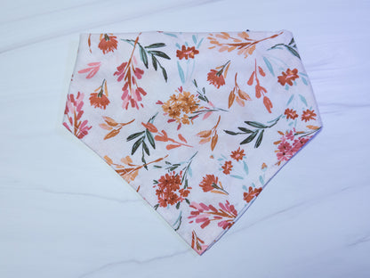 Light Pink Fall Boho Floral Dog Bandana - Ready to Ship