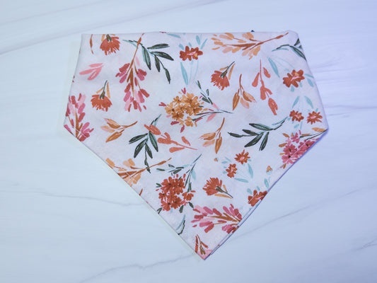 Light Pink Fall Boho Floral Dog Bandana - Ready to Ship