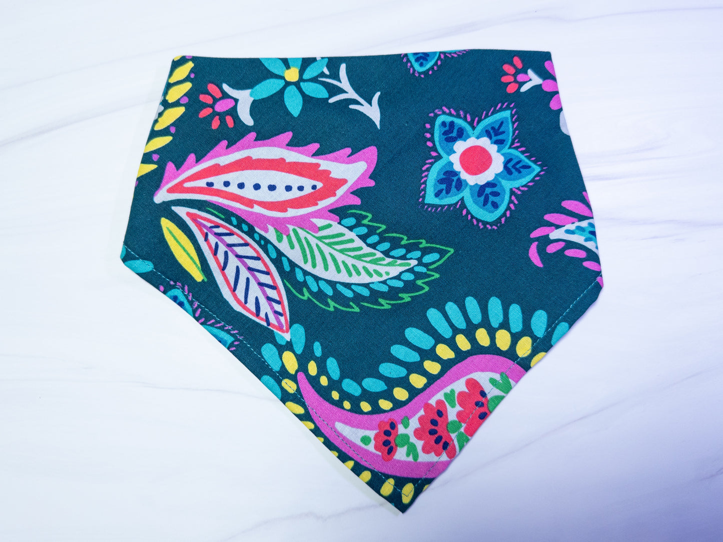 Teal Colorful Paisley Dog Bandana - Ready to Ship