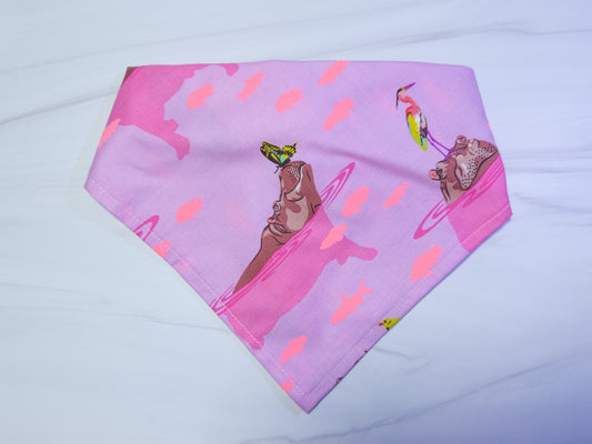 Pink Hippo Dog Bandana - Ready to Ship