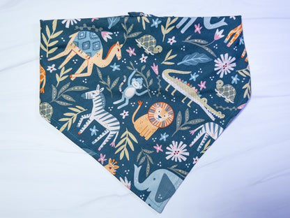 Teal Jungle Themed Dog Bandana - Ready to Ship