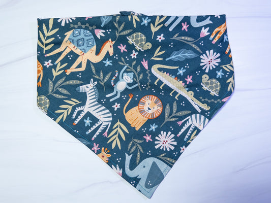 Teal Jungle Themed Dog Bandana - Ready to Ship