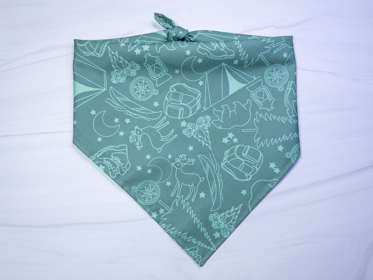 Green Camping & Adventure Dog Bandana - Ready to Ship