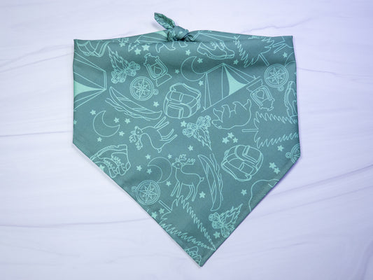 Green Camping & Adventure Dog Bandana - Ready to Ship