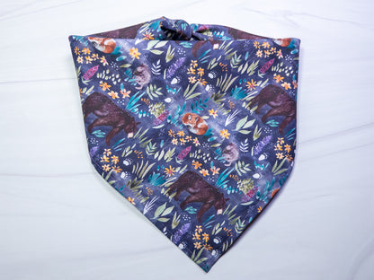 Purple Woodland Animal Dog Bandana - Ready to Ship