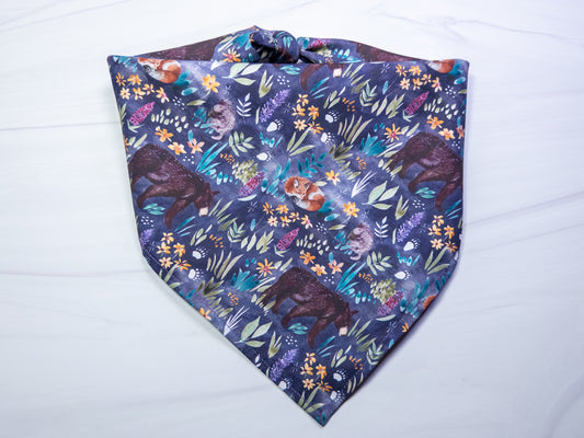 Purple Woodland Animal Dog Bandana - Ready to Ship