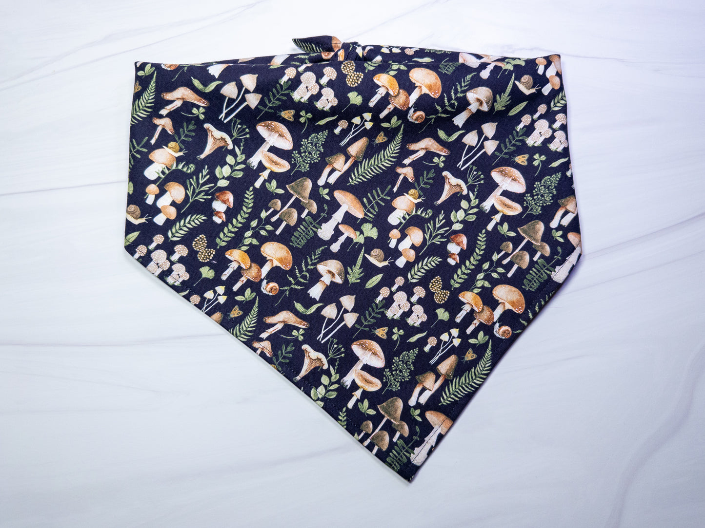 Botanical Mushrooms Black Dog Bandana - Ready to Ship